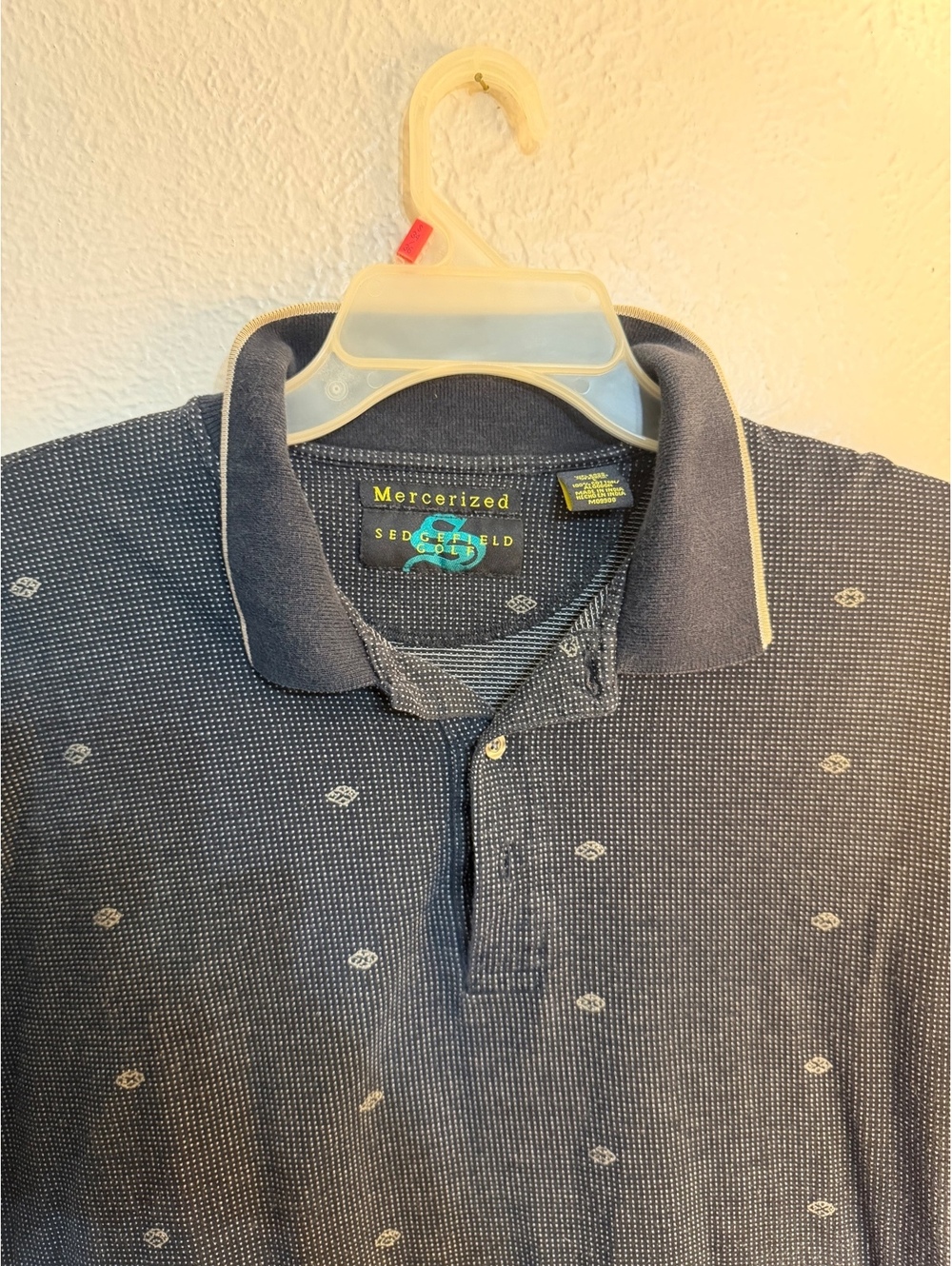 Sedgefield Mercerized Golf Polo Shirt Navy Blue with Pattern